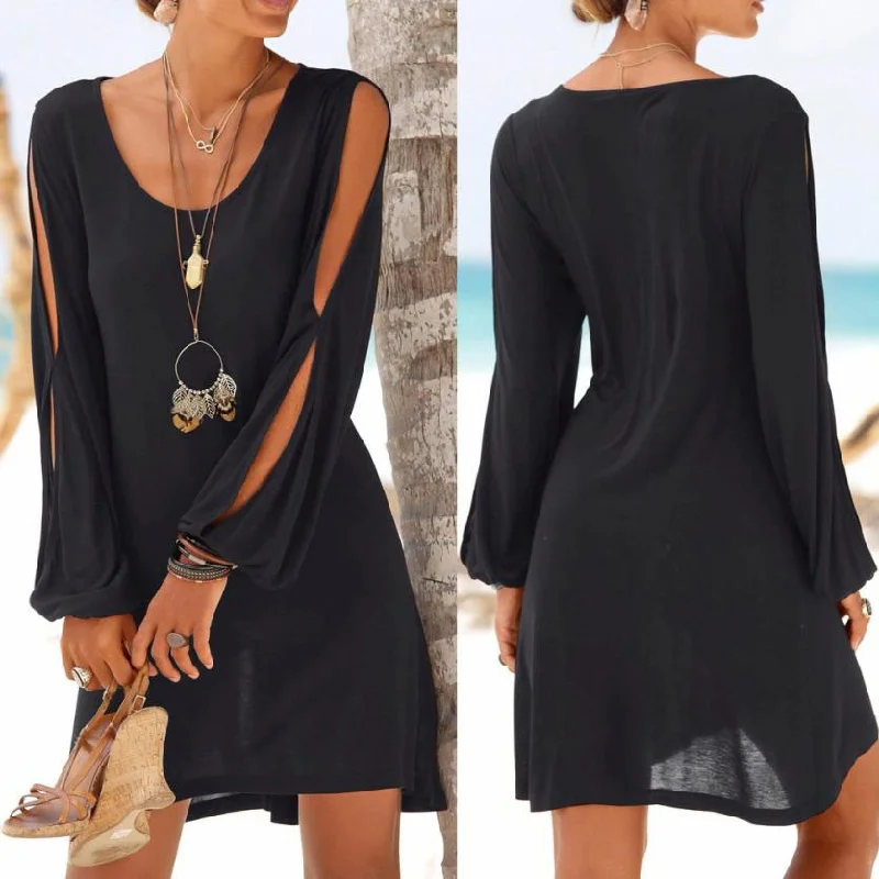 KANCOOLD dress Fashion Women Casual O-Neck Hollow Out Sleeve Straight Dress Solid Beach Style Mini dress women 2018jul20 Trendy Tie-Dye Mini Dress KANCOOLD dress Fashion Women Casual O-Neck Hollow Out Sleeve Straight Dress Solid Beach Style Mini dress women 2018jul20 Trendy Tie-Dye Mini Dress