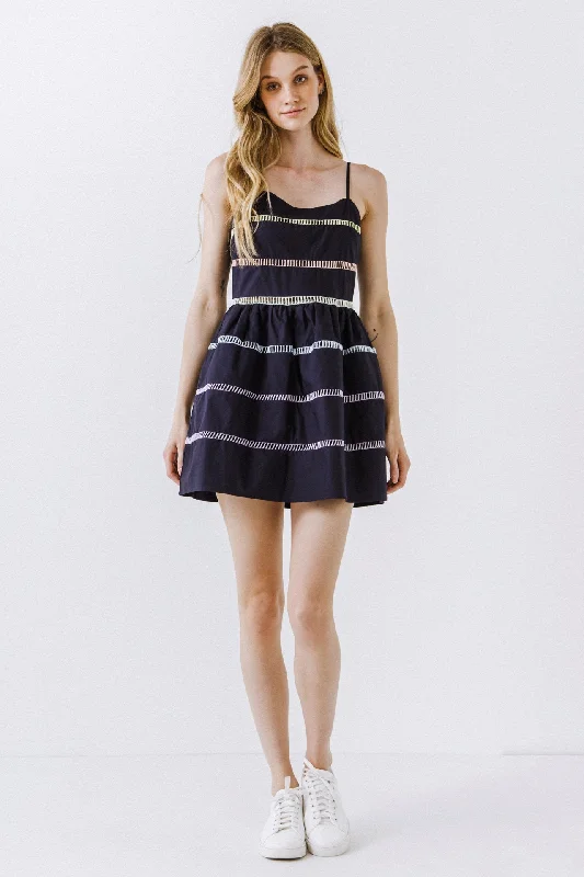 English Factory - Ladder Lace Mini Dress Chic Halter Mini Dress