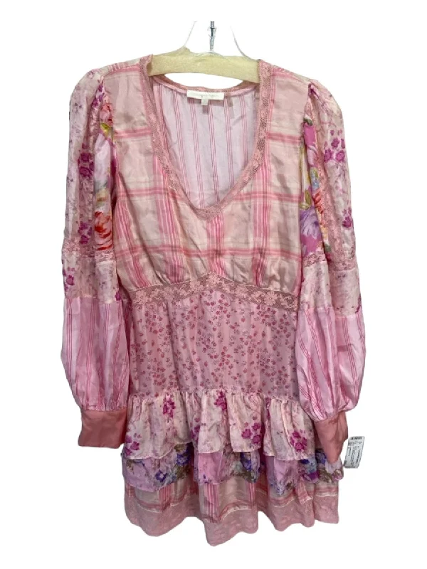 Loveshackfancy Size 2 Pink Print Silk Lace Trim Multi Pattern Mini Dress Cozy Knitted Mini Dress Loveshackfancy Size 2 Pink Print Silk Lace Trim Multi Pattern Mini Dress Cozy Knitted Mini Dress