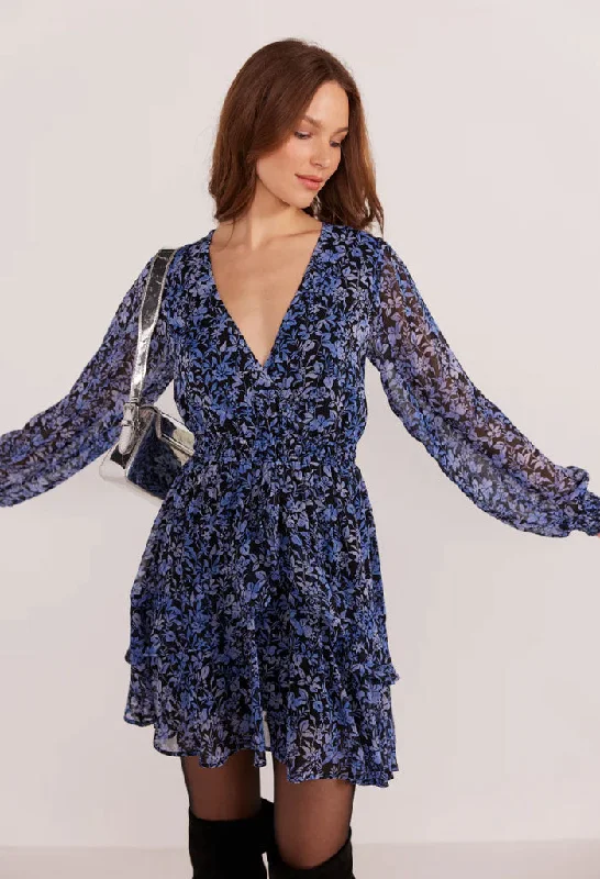 Lucinda Mini Dress-Midnight Ditsy Fashionable Mini Dress with Pockets