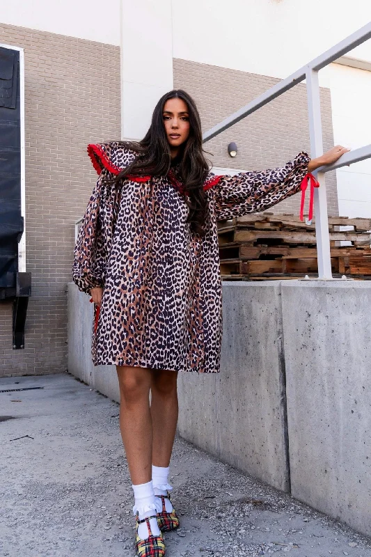 Magic Maker Mini Dress in Leopard Lady Comfortable Polka Dot Mini Dress