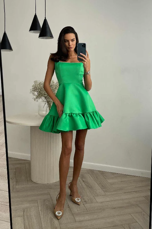 Bottom Flounced Strap Mini Dress Fashionable Button-Front Mini Dress