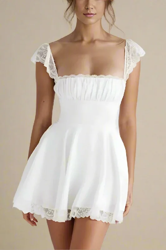 Nori Bodycon Mini Dress - Pearl White Casual High-Waist Mini Dress
