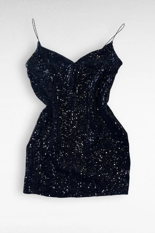 Sequin Cami Mini Dress - Plus Size Trendy Off-Shoulder Dress Mini