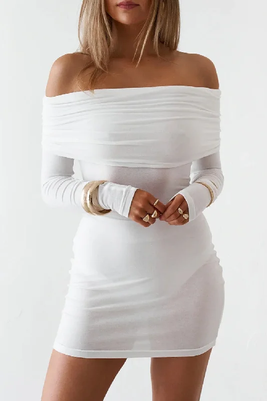 Sheer Mini Dress - White Comfortable Linen Mini Dress