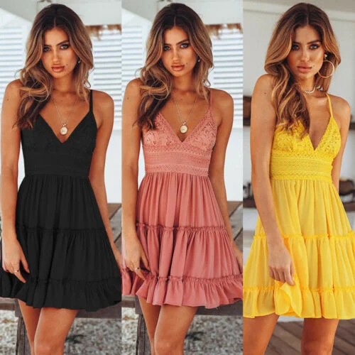 Short Beach Mini Dress Elegant Mini Dress with Pleats