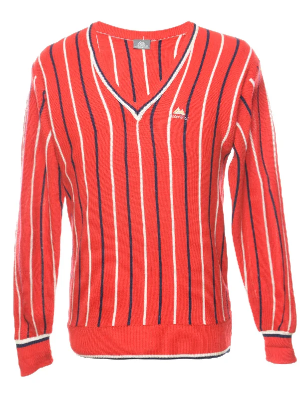 Striped Jumper - S High Neck Crew Neck V-Neck