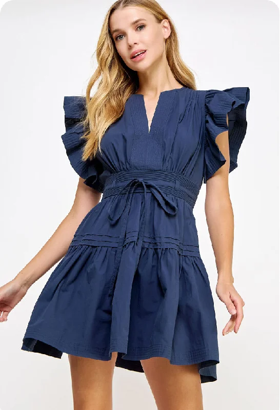 Sutton Mini Dress-Navy Comfortable One-Shoulder Mini Dress