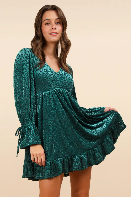 Velvet Leopard Mini Dress Trendy Mesh Mini Dress