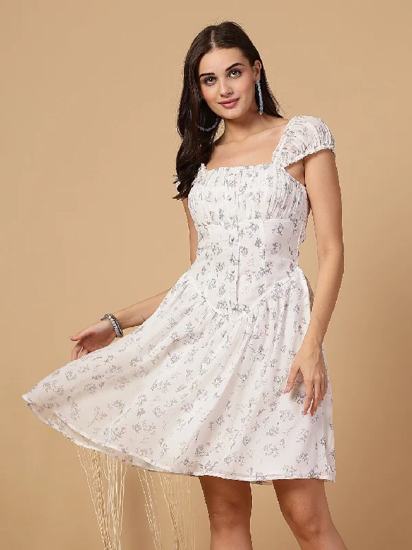 SMERA MART Women's Off Shoulder Bandeau Corset Dress | A-Line Sleeveless Mini Dress Fashionable Lace Mini Dress