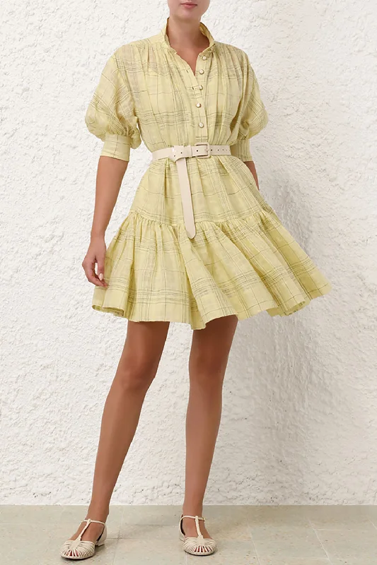 Harmony Check Mini Dress Elegant Lace Mini Dress