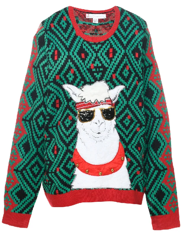 Animal Design Christmas Jumper - XL Slim Fit Regular Fit Oversized