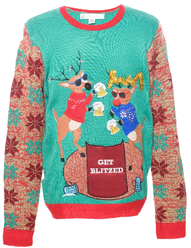 Animal Knit Christmas Jumper - M Layered Multi-layer Single Layer