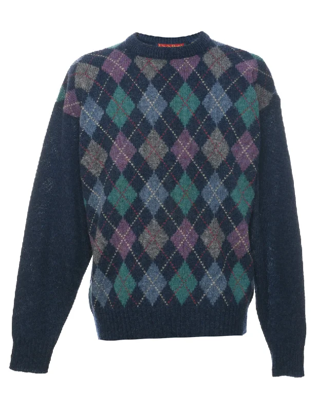 Argyle Jumper - L Boxy Sweater Fitted Sweater A-Line