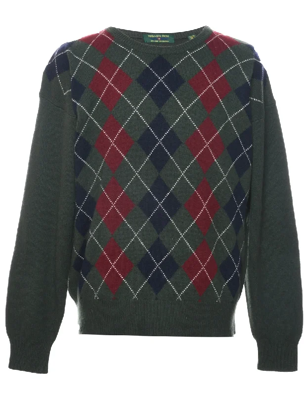 Argyle Jumper - L Hooded Sweater Collared Sweater Shawl Collar