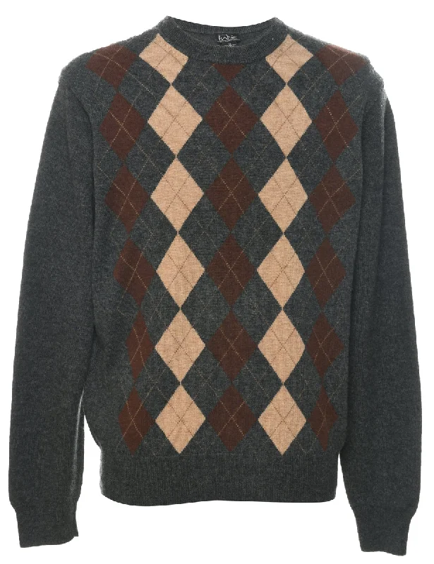 Argyle Jumper - XL Boxy Sweater Fitted Sweater A-Line