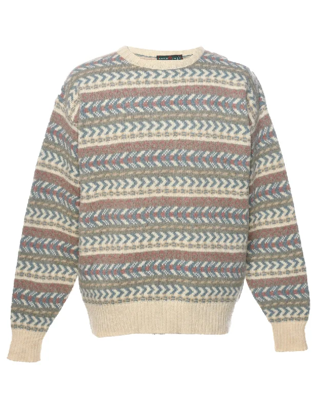 Aztec Print Jumper - L Stretchy Elastic Breathable