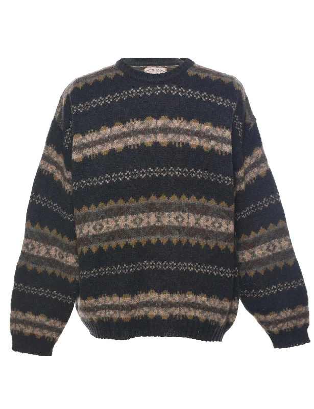 Aztec Print Jumper - L Seamless Knitted Crochet