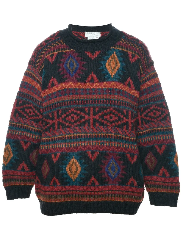 Aztec Print Jumper - M Oversized Loose Flowy