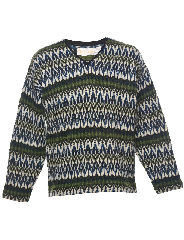 Aztec Print Jumper - M Anti-Pilling Anti-Shrink Durable