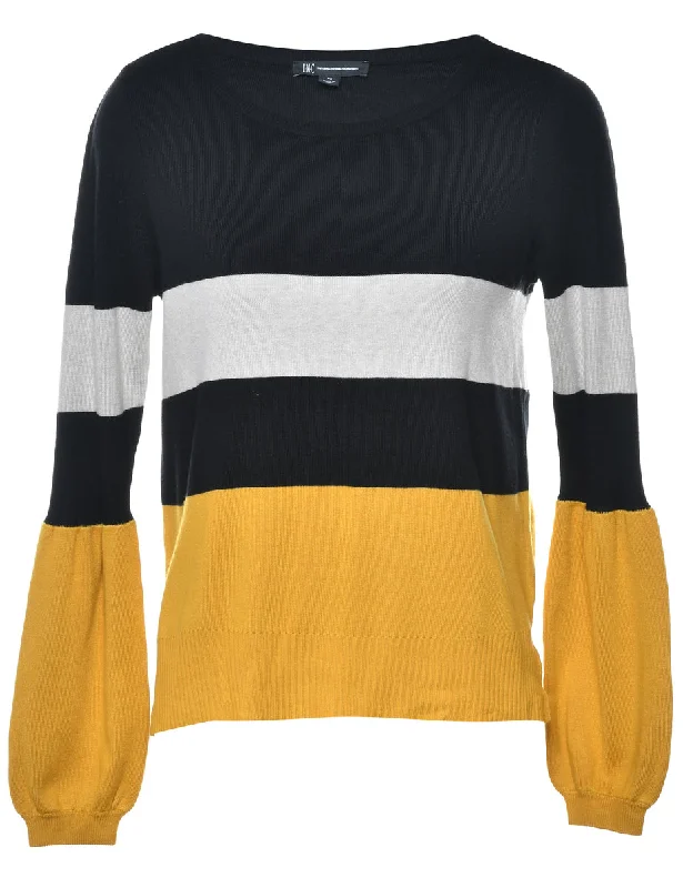 Colour Block Jumper - S Hooded Sweater Collared Sweater Shawl Collar