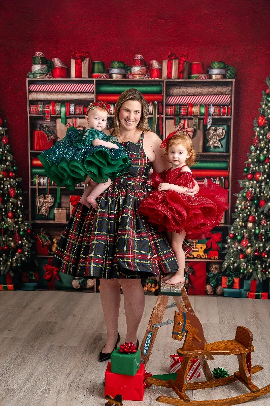 Couture gown rental: "Darling Plaid" Adult Short / Tea Length Dress ( Adult 8-12)