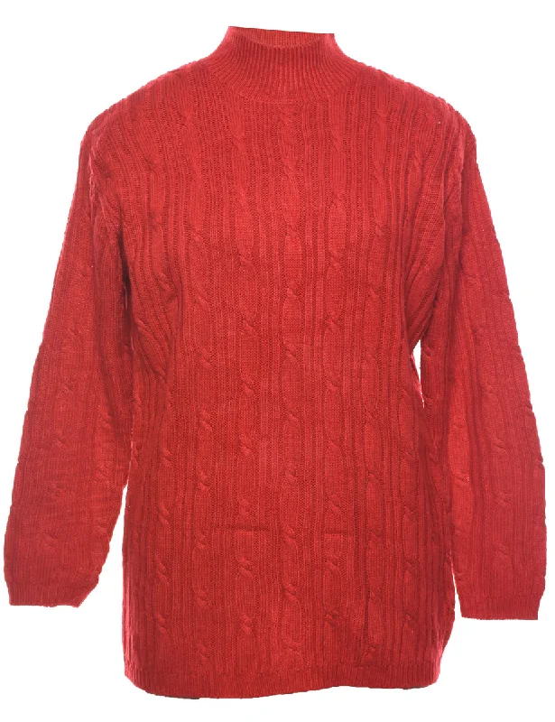 Karen Scott Cable Knit Jumper - S Solid Print Embellished