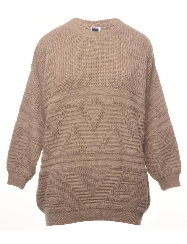 Light Brown Jumper - L Mesh Sweater Canvas Denim