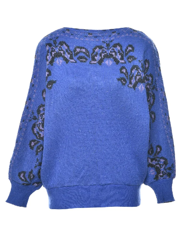 Lurex Thread Pattern Jumper - M Satin Blend Silk Blend Wool Blend