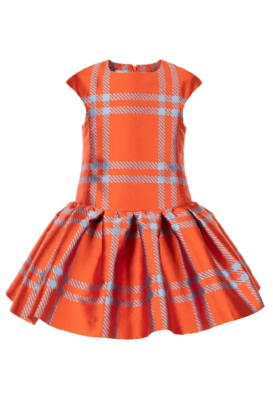 MMS Orange Plaid Taffeta Jumper Long Transparent Opaque Sheer