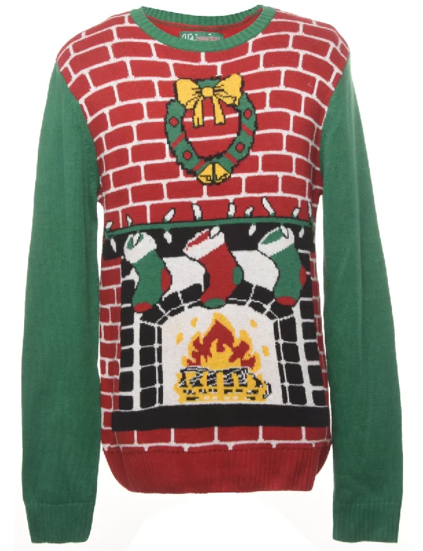 Red Christmas Jumper - M Iron Safe Non-Iron Wrinkle Free