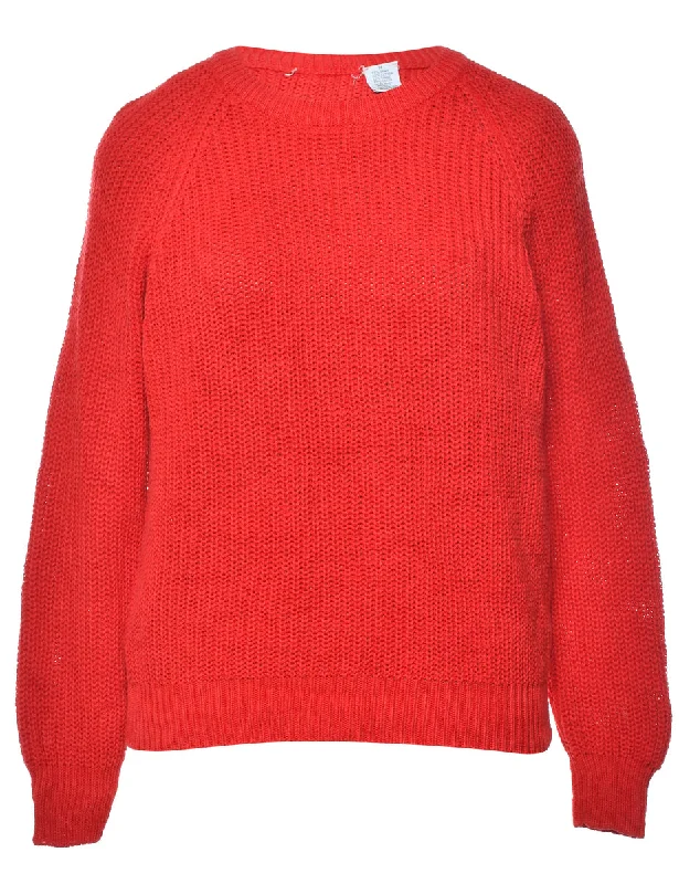 Red Jumper - M Hooded Sweater Collared Sweater Shawl Collar