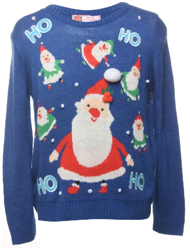 Santa Claus  Christmas Jumper - M Terry Terry Cloth Terry Knit