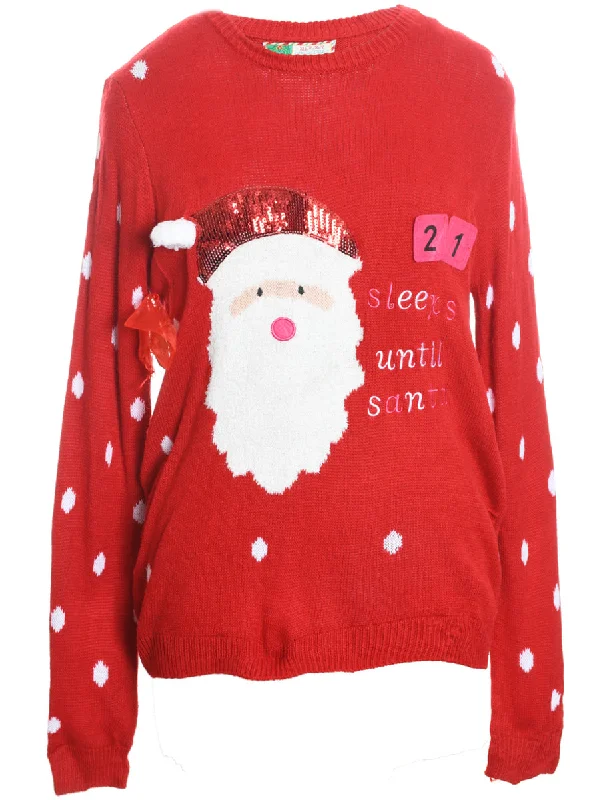 Santa Claus Christmas Jumper - M Fitted Loose Oversized