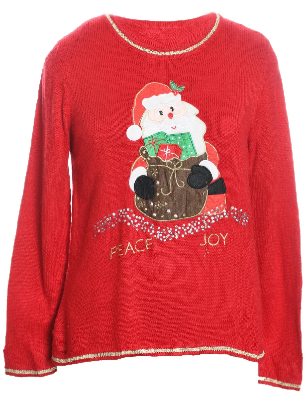 Santa Claus Christmas Jumper - M Transparent Opaque Sheer