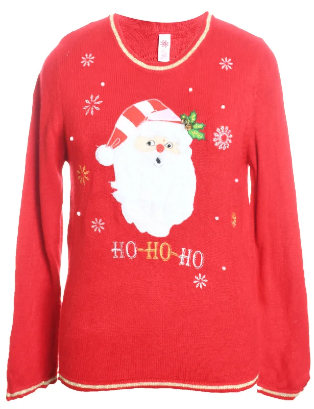 Santa Claus Christmas Jumper - M Fleece Sweater Nylon Polyester