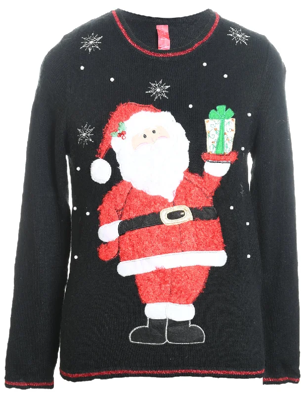 Santa Claus Christmas Jumper - S Silk Blend Satin Velvet