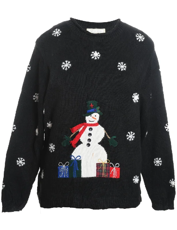 Snowman Christmas Jumper - M Fleece Sweater Nylon Polyester