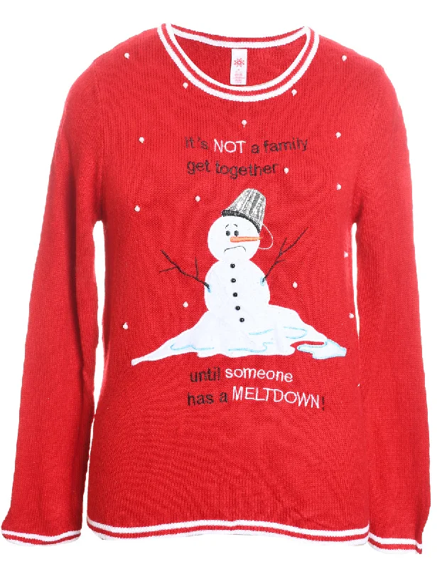 Snowman Christmas Jumper - M Velvet Chenille Corduroy