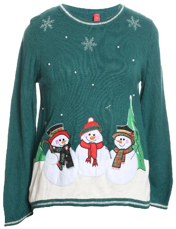 Snowman Christmas Jumper - S Long Sweater Short Sweater Cropped Sweater