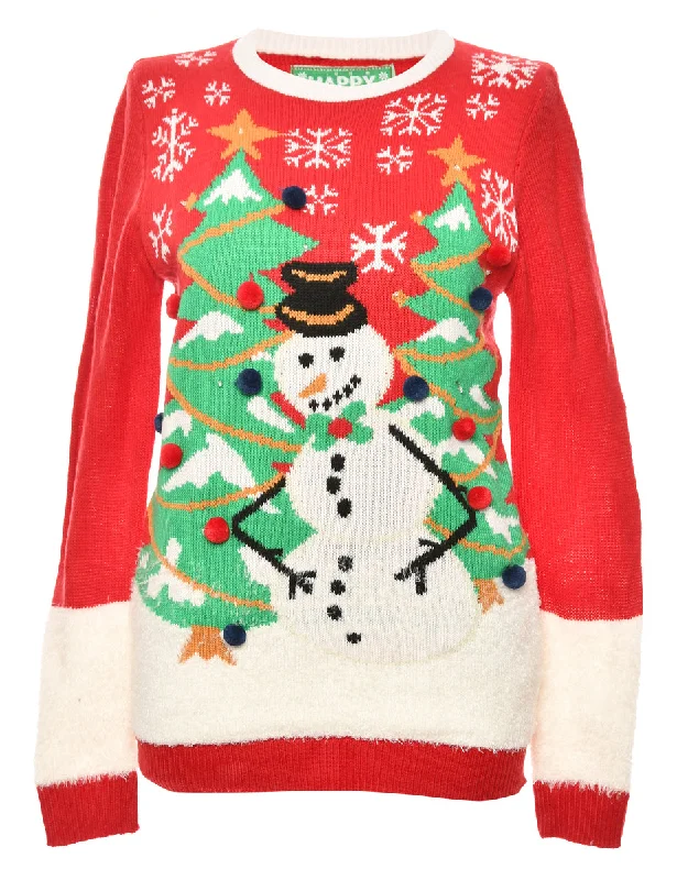 Snowman Design Multi-Colour Christmas Jumper - XL Casual Formal Business