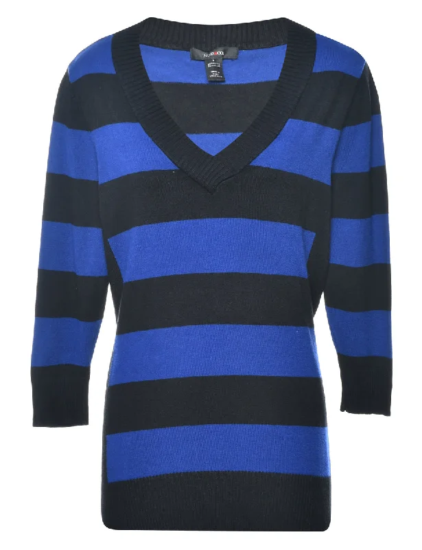 Striped Jumper - L Ribbed Striped Patterned