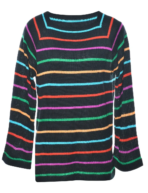 Striped Jumper - M Spandex Blend Rayon Blend Denim Blend