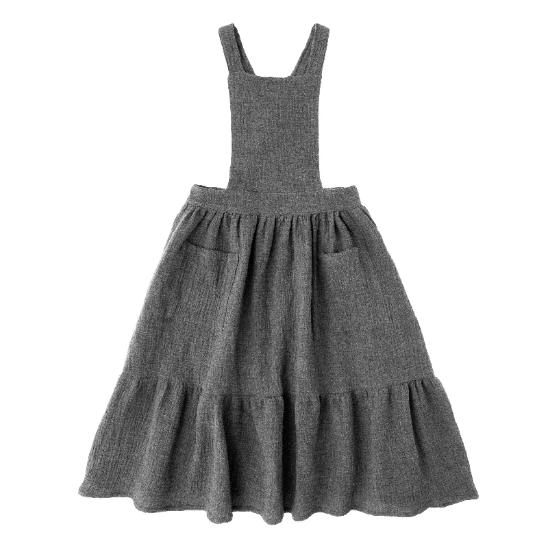 TOC Grey Gauzed Pinafore Jumper Knit Fabric Woven Fabric Fleece Fabric