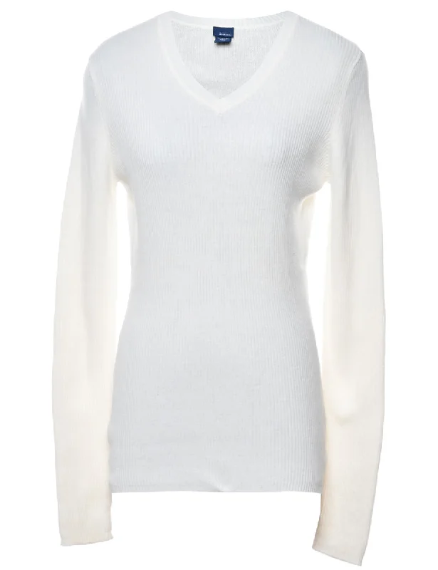 White Jumper - L Terry Terry Cloth Terry Knit