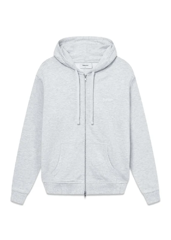 CLASSIC ZIP HOODIE - Cloudy Grey Hoodie with Hem Lace Feminine Delicate