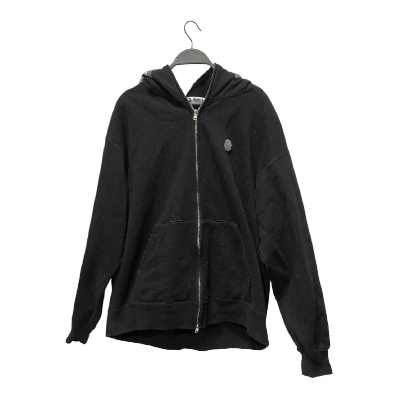 BAPE/Zip Up Hoodie/M/Cotton/BLK/SHARK ZIP UP HOODIE Hoodie with Slit Hem Functional Movement