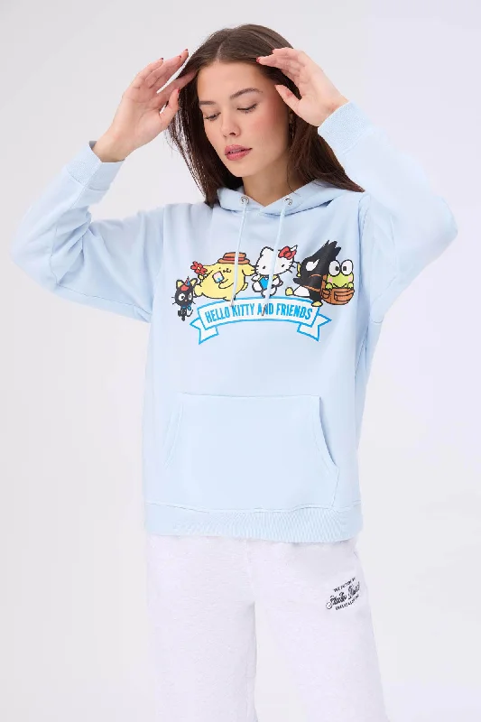 Hello Kitty And Friends Graphic Hoodie Hoodie with Hem Embroidery Detailed Premium