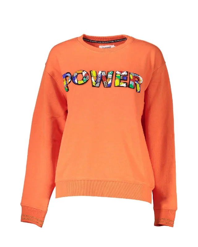 Desigual Power Sweatshirt Orange Hoodie Crop Top Short Trendy