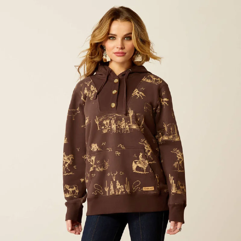 Ariat 10052413 Women's Ranchin Hoodie Sweatshirt Hoodie with Applique Textured Unique